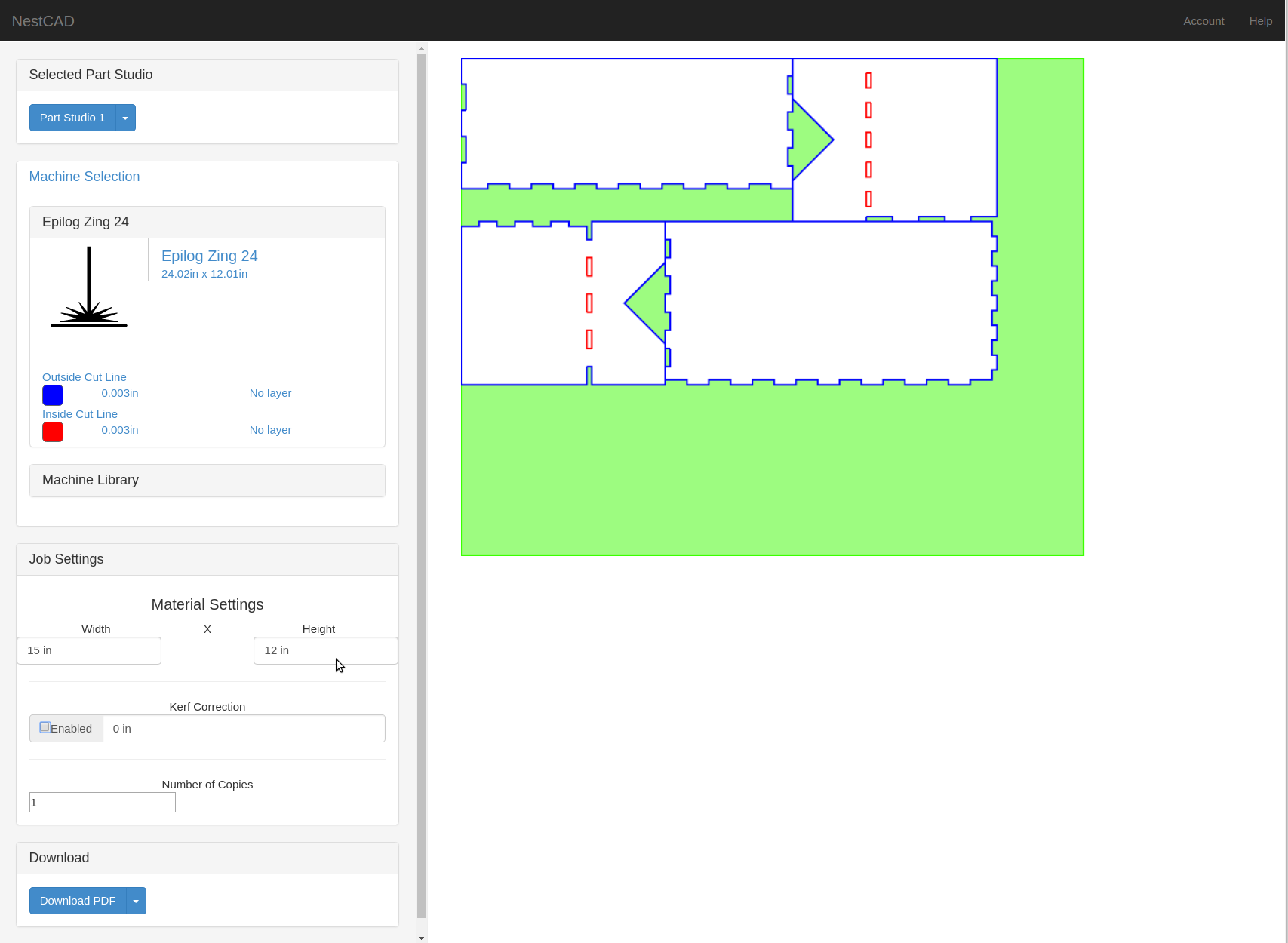 NestCAD machine library