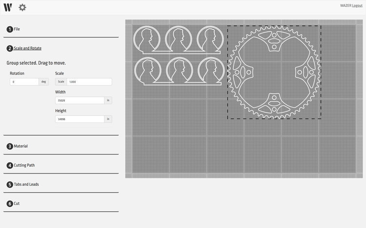 Arranging designs in virtual cutting bed