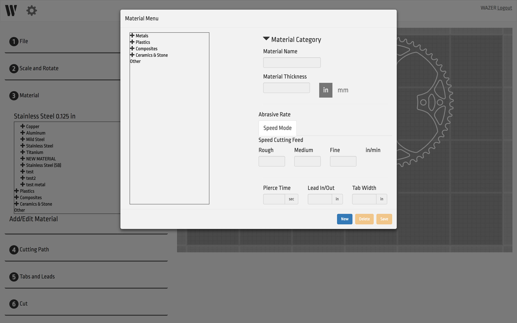 Wam materials interface